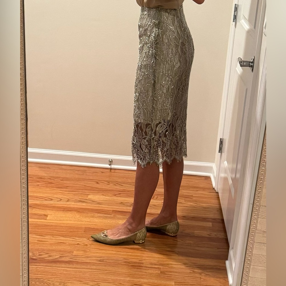 Luisa Beccaria gold lace jacket and skirt size 46 - Picture 5 of 16